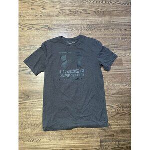 Under Armour Men's Cotton Tee HeatGear Gray Big Logo T-Shirt Size S